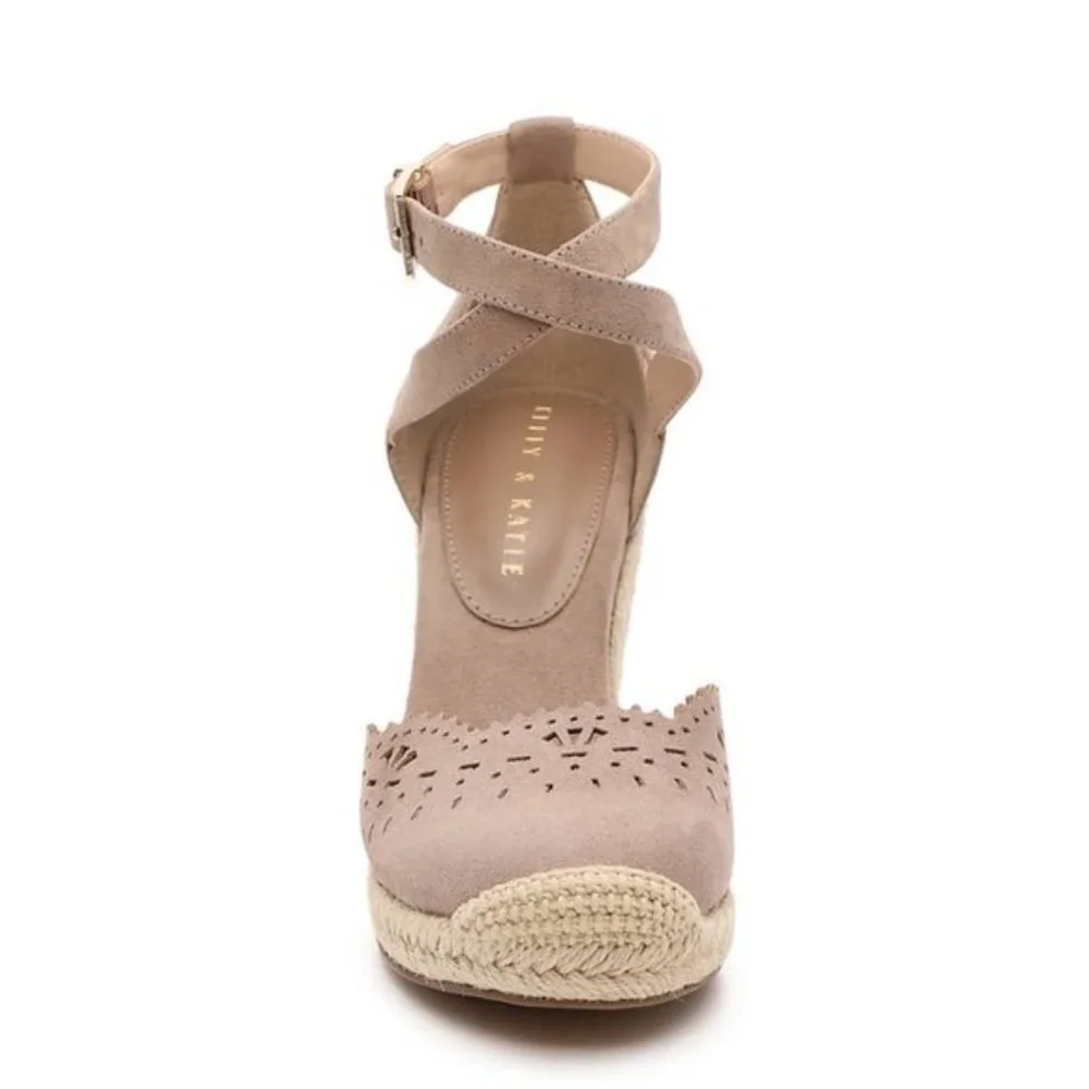 Kelly & Katie Size 10 Taupe Brown Adell Espadrille Sandal Wedges Heels